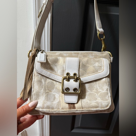 Coach Y2K Vintage Beige, White and Cream Bag with Gold Buckle - Picture 1 of 7